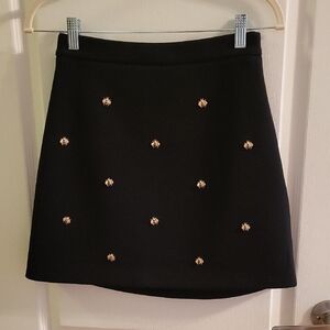Maje Black Skirt With Gold Bees